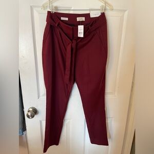 Burgundy LOFT high-rise skinny ankle pants
